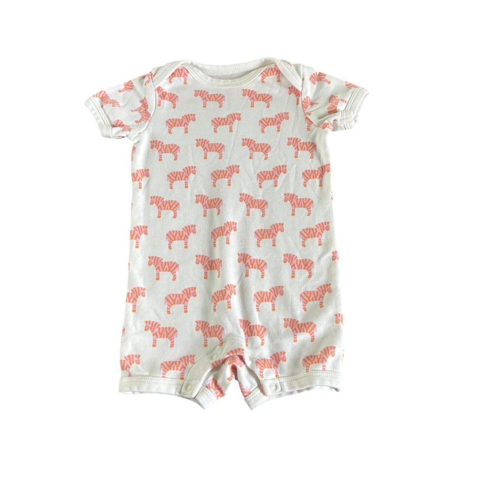 Primary Organic Cotton Zebra Romper Size 6-9M